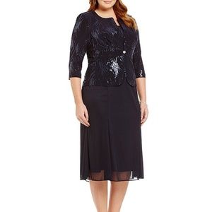 Alex Evenings Mock T-Length Sequin Jacket Dress
